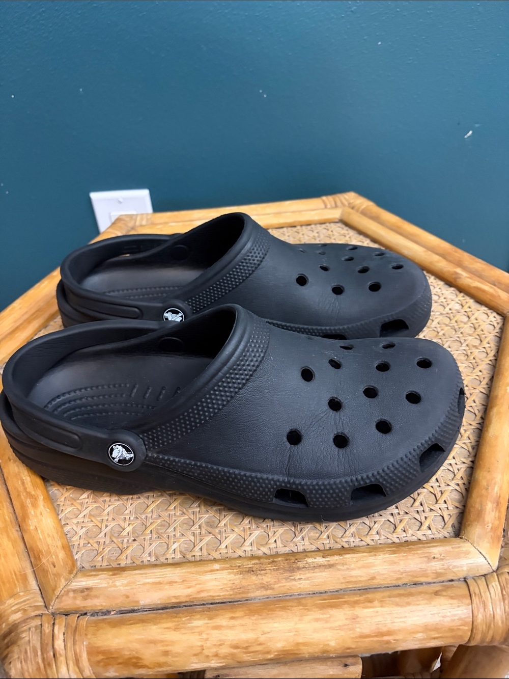 CROCS Classic Black Vented Clog with Heel Strap